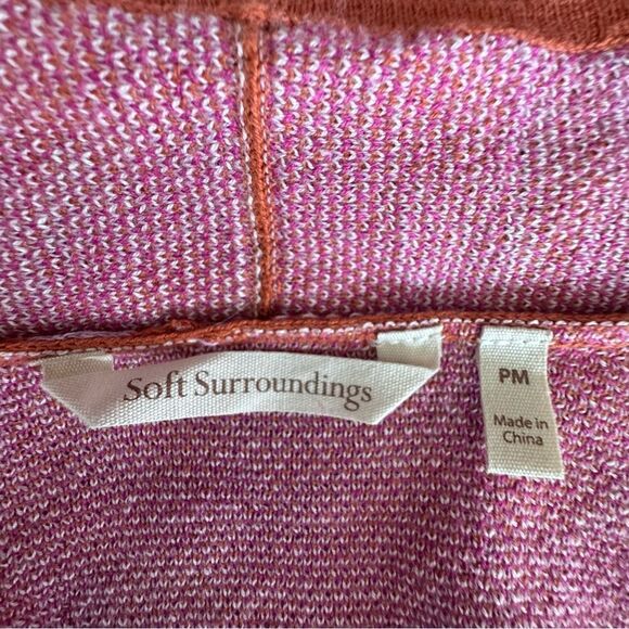 Soft Surroundings Cardigan Leslie Pink Orange Floral Casual Flowy Sweater Size M - Picture 8 of 15